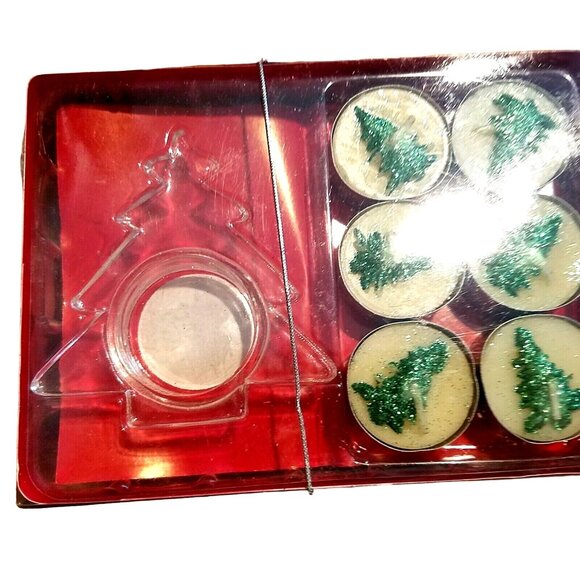Candles 12 Christmas Tree Design Tea Light Candles and 2 Christmas 3 1/2"  Tree - Picture 3 of 8
